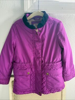 Crewcuts Girls' Bright Purple Quilted-Trim Puff Riding Jacket